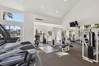 Treadmill in white wall gym